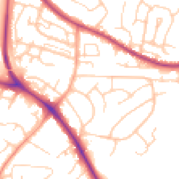 Daytime road noise heatmap for BN26 5AD