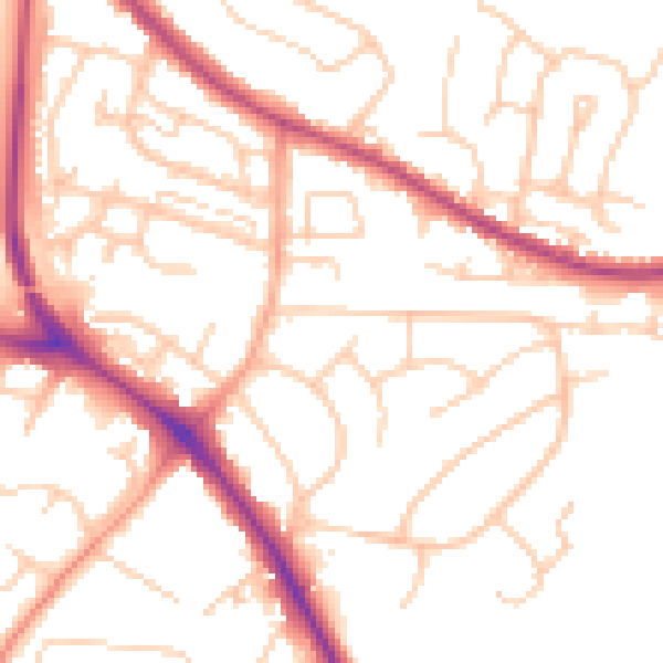 Daytime road noise heatmap for BN26 5AF