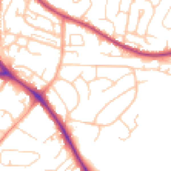 Daytime road noise heatmap for BN26 5AJ