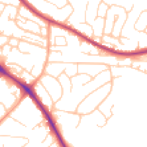 Daytime road noise heatmap for BN26 5AL