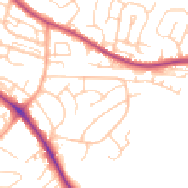 Daytime road noise heatmap for BN26 5AN