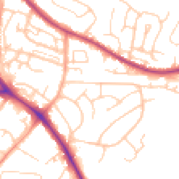 Daytime road noise heatmap for BN26 5AQ