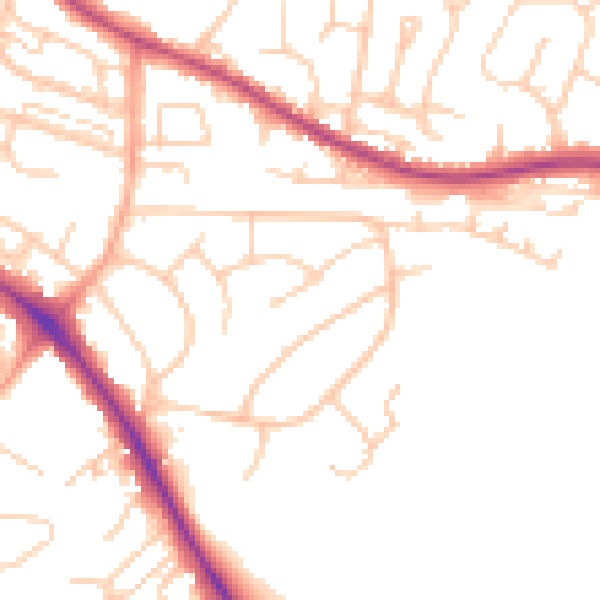 Daytime road noise heatmap for BN26 5AS