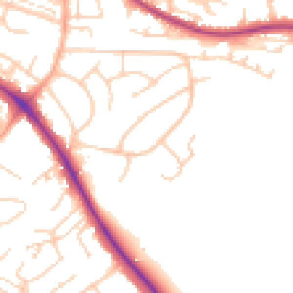Daytime road noise heatmap for BN26 5AU