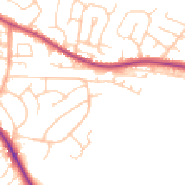 Daytime road noise heatmap for BN26 5AY
