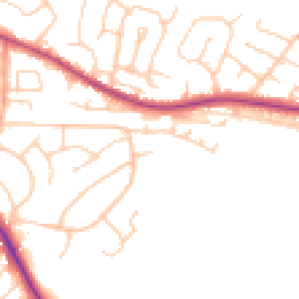 Daytime road noise heatmap for BN26 5AZ