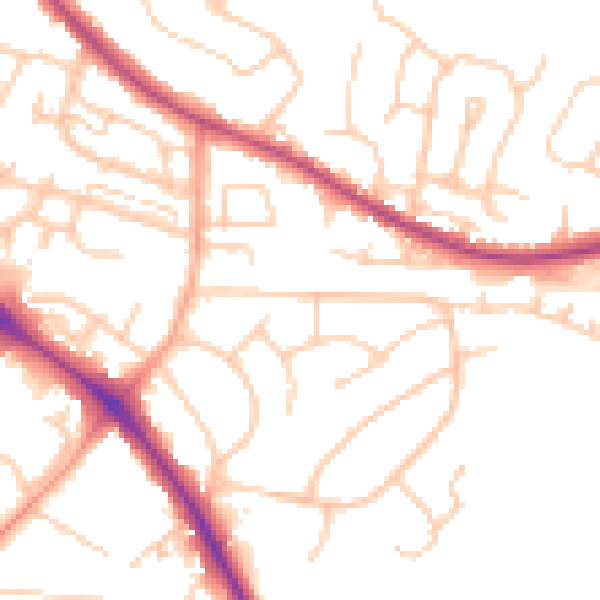 Daytime road noise heatmap for BN26 5BB