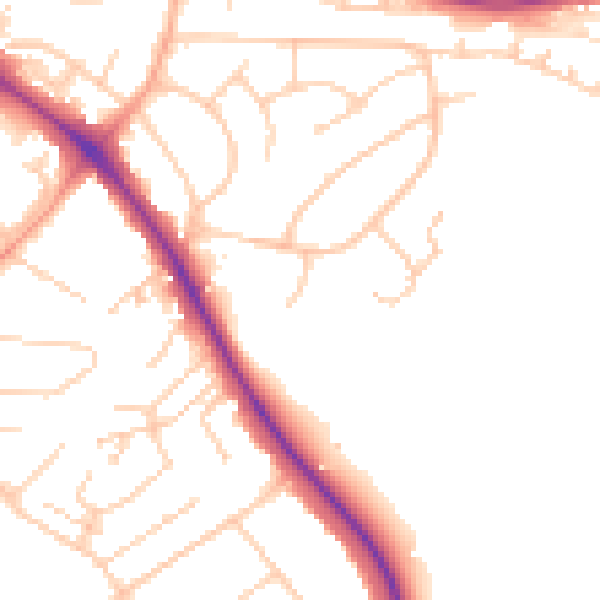 Daytime road noise heatmap for BN26 5BE