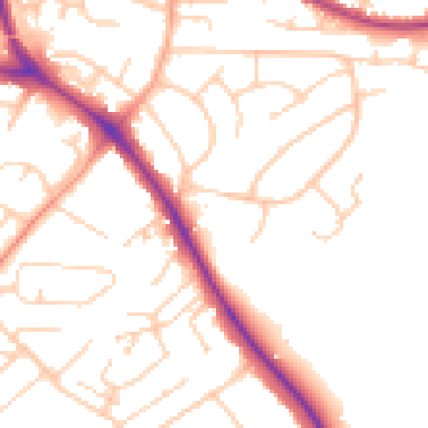 Daytime road noise heatmap for BN26 5BF