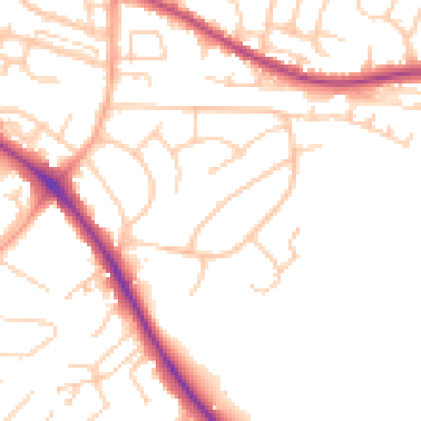 Daytime road noise heatmap for BN26 5BG