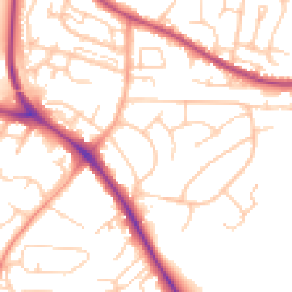 Daytime road noise heatmap for BN26 5BP