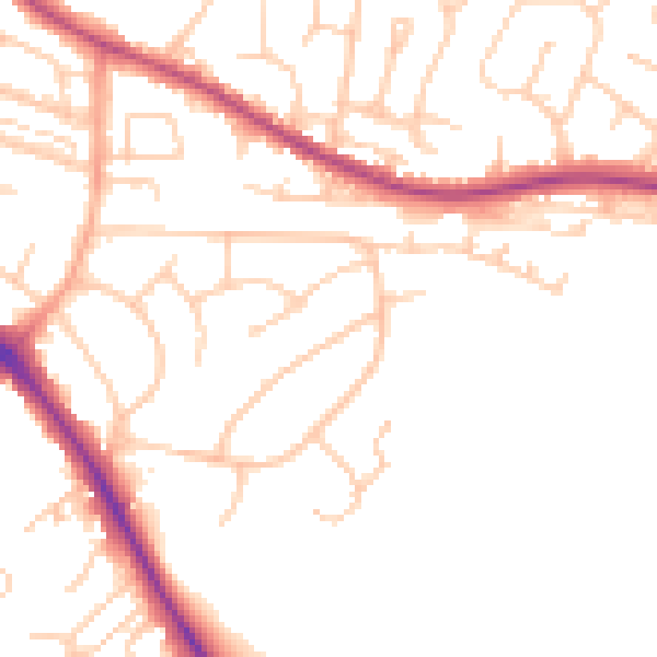 Daytime road noise heatmap for BN26 5BQ