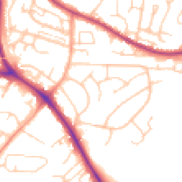 Daytime road noise heatmap for BN26 5BS
