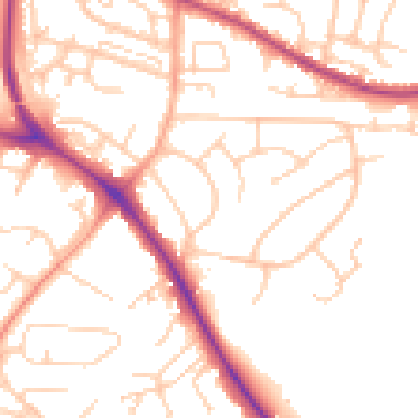 Daytime road noise heatmap for BN26 5BT