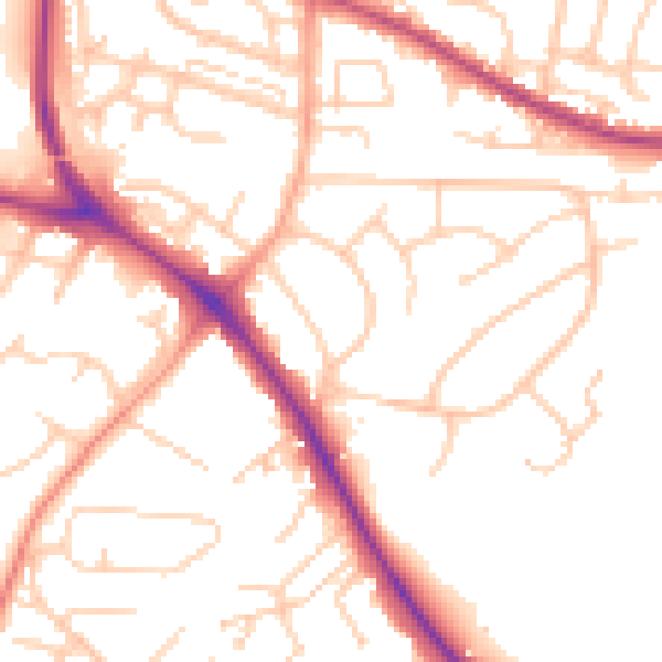 Daytime road noise heatmap for BN26 5BU