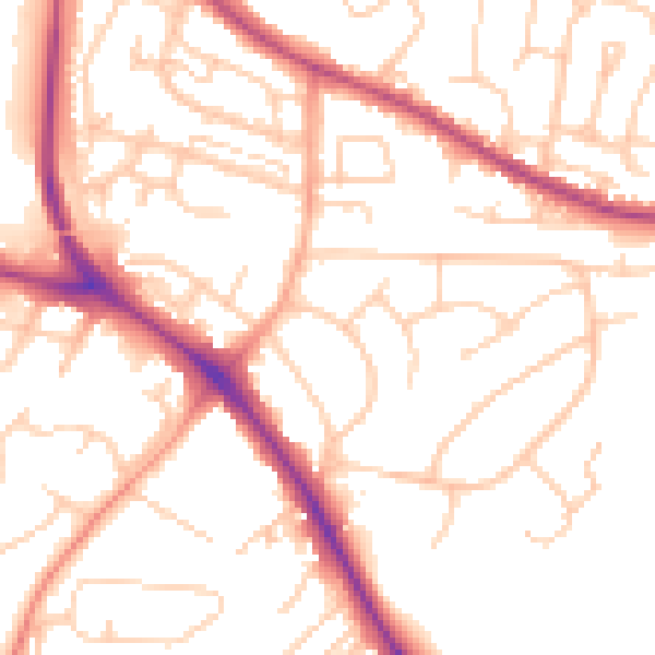 Daytime road noise heatmap for BN26 5BW