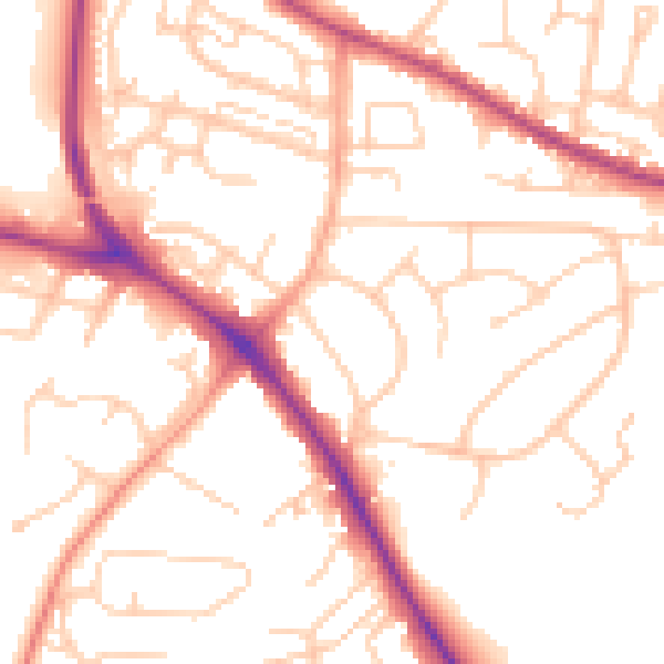 Daytime road noise heatmap for BN26 5BX