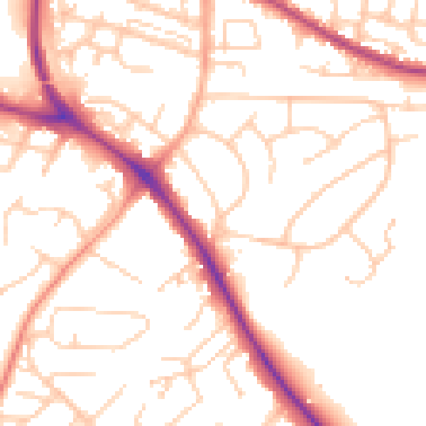 Daytime road noise heatmap for BN26 5DA