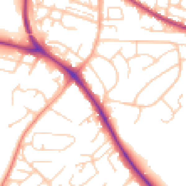 Daytime road noise heatmap for BN26 5DF