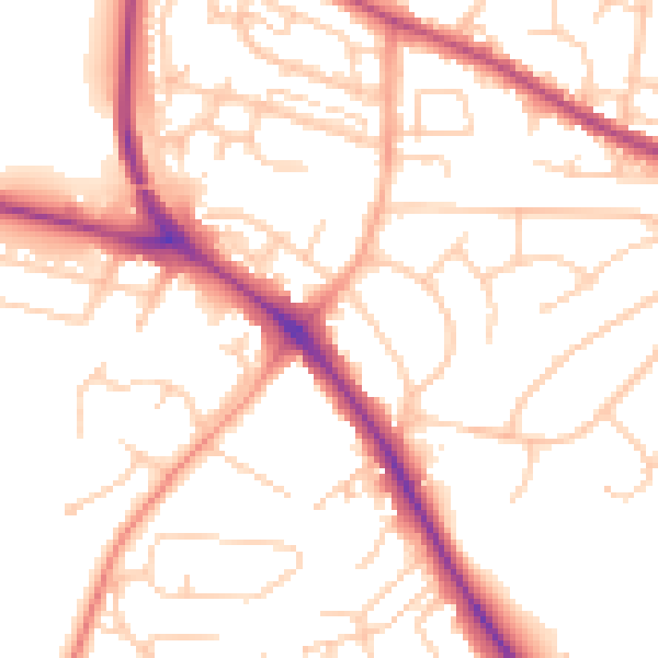 Daytime road noise heatmap for BN26 5DH
