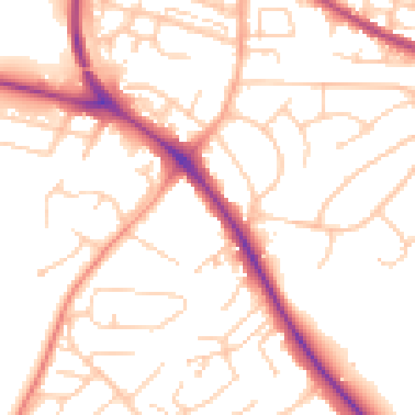 Daytime road noise heatmap for BN26 5DL