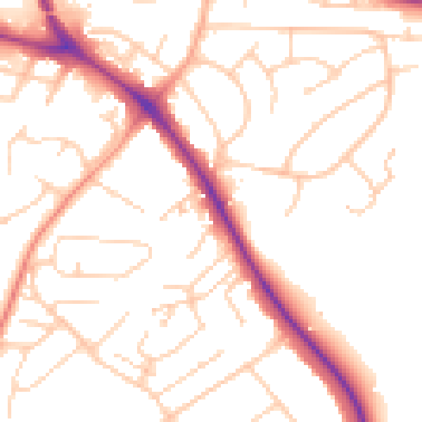 Daytime road noise heatmap for BN26 5DP