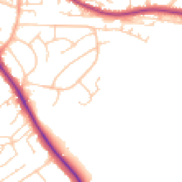 Daytime road noise heatmap for BN26 5DQ