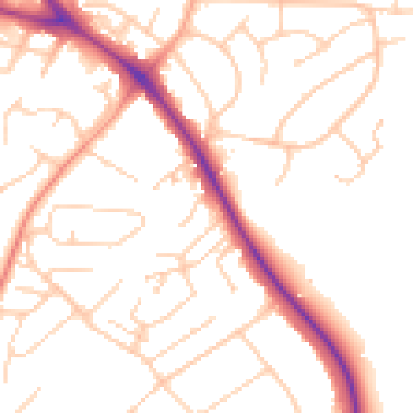 Daytime road noise heatmap for BN26 5DS