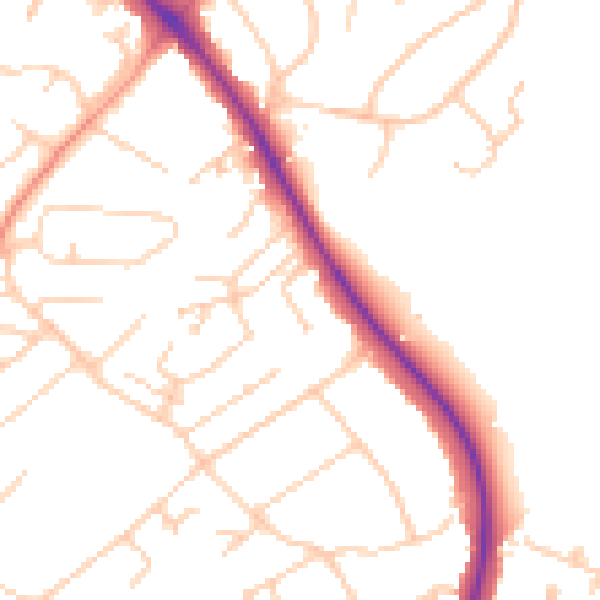 Daytime road noise heatmap for BN26 5DT