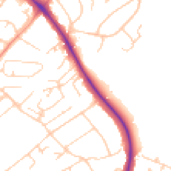 Daytime road noise heatmap for BN26 5DU