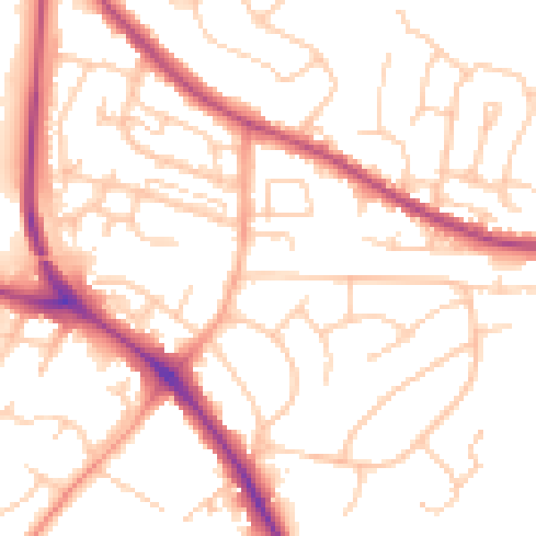 Daytime road noise heatmap for BN26 5EB