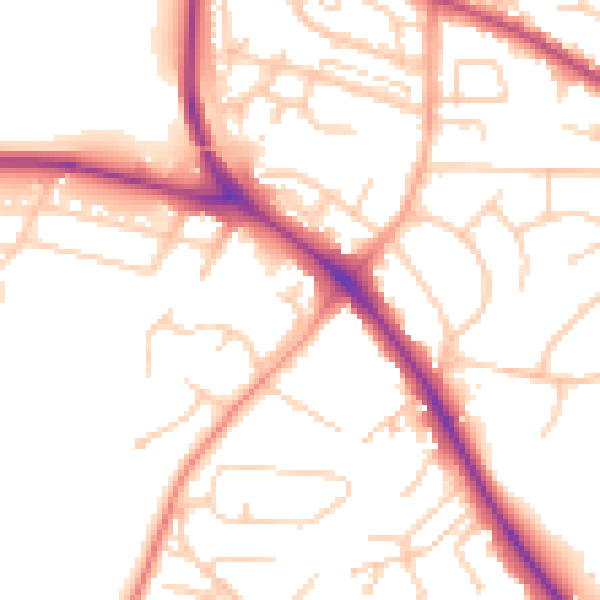 Daytime road noise heatmap for BN26 5JN