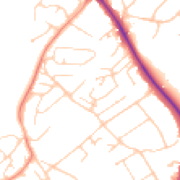 Daytime road noise heatmap for BN26 5LE