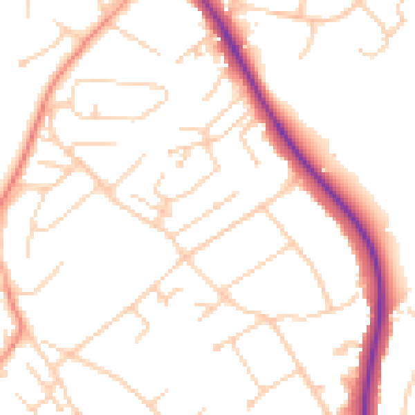 Daytime road noise heatmap for BN26 5LH