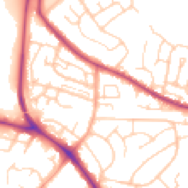 Daytime road noise heatmap for BN26 6AH