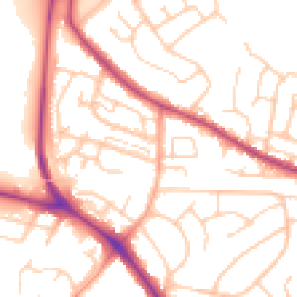 Daytime road noise heatmap for BN26 6BN