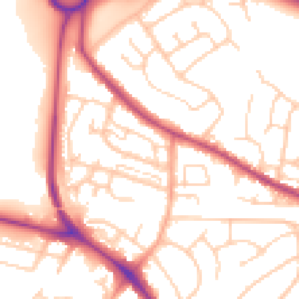Daytime road noise heatmap for BN26 6BP