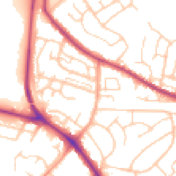 Daytime road noise heatmap for BN26 6BQ