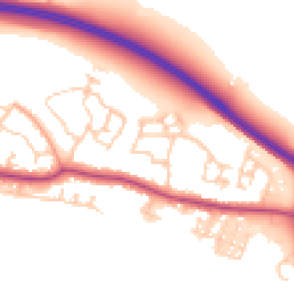 Daytime road noise heatmap for BN26 6FB