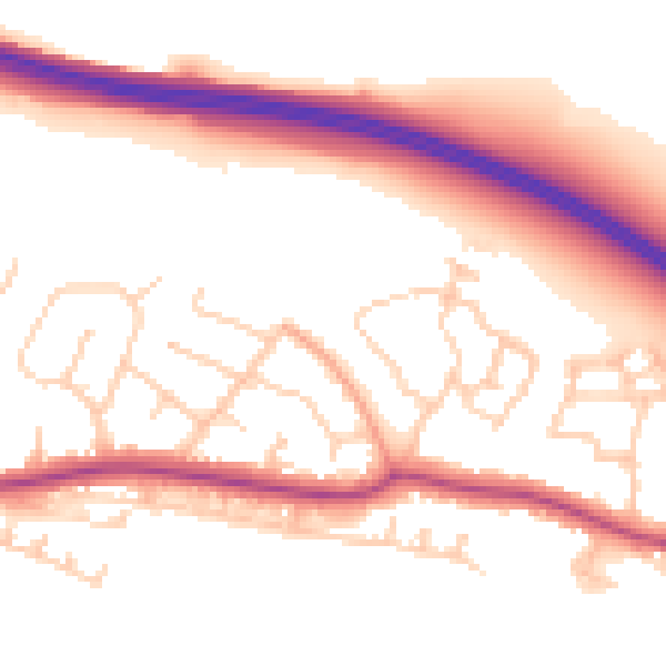 Daytime road noise heatmap for BN26 6FS