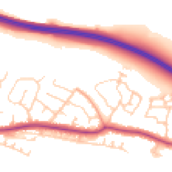 Daytime road noise heatmap for BN26 6FT