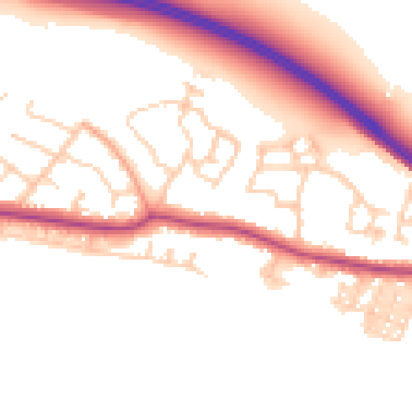 Daytime road noise heatmap for BN26 6FZ