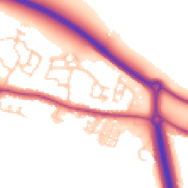 Daytime road noise heatmap for BN26 6GE