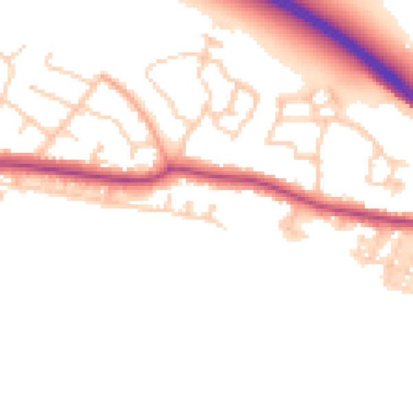 Daytime road noise heatmap for BN26 6JU