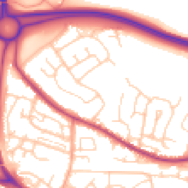 Daytime road noise heatmap for BN26 6PZ