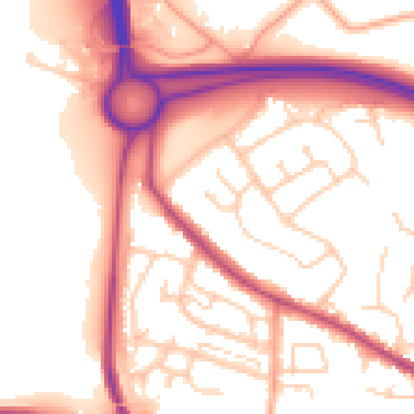 Daytime road noise heatmap for BN26 6QJ