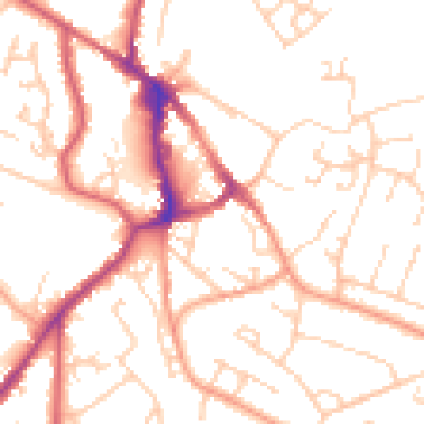 Daytime road noise heatmap for BN27 1AD