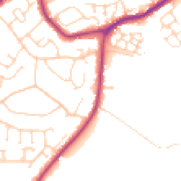 Daytime road noise heatmap for BN27 1JQ