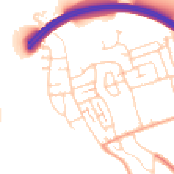 Daytime road noise heatmap for BN41 2WQ