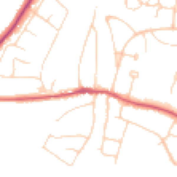 Daytime road noise heatmap for BN6 8AD